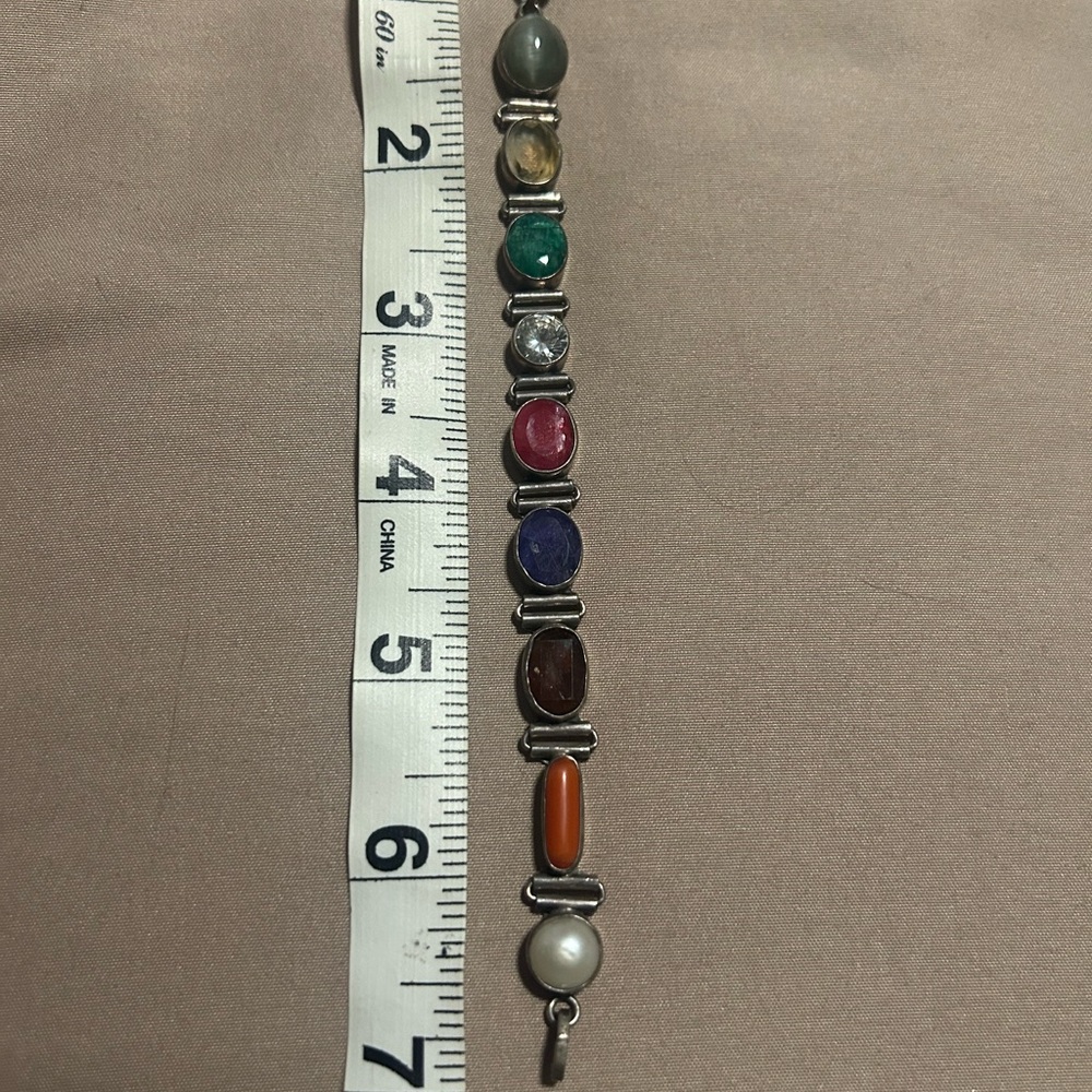 Multi-Stone Silver Bracelet